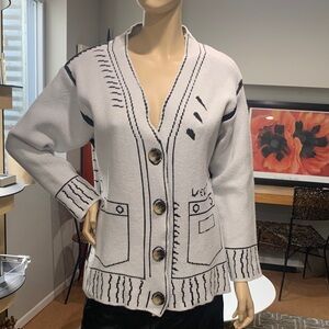 Elegant Cream and Black Women's Cardigan
